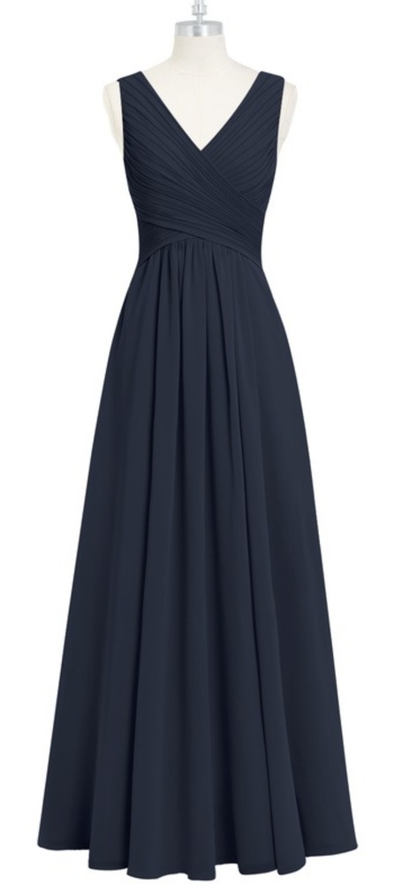 Azazie Flora Dark Navy Chiffon Dress